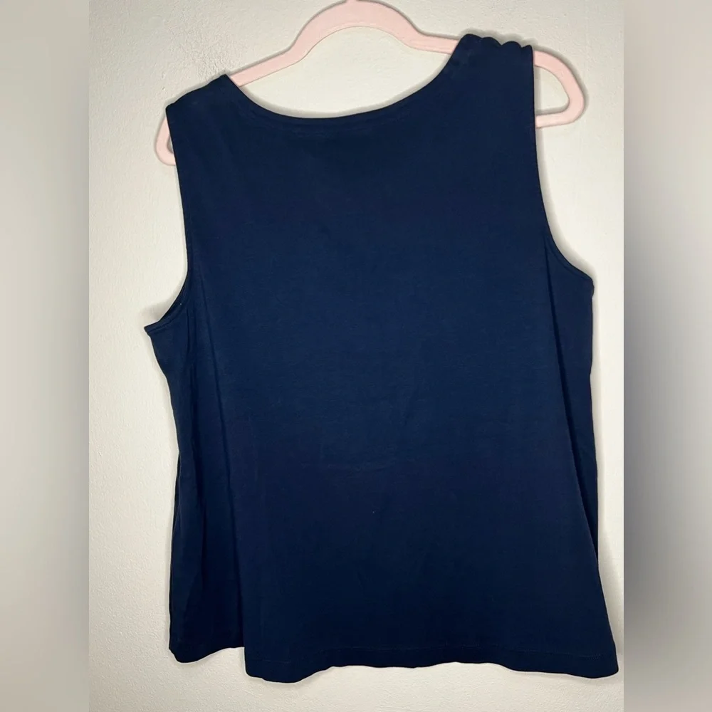 J. Jill Pima Womens Size XL Navy Blue Rounded V-Neck Tank Top - Picture 6 of 6